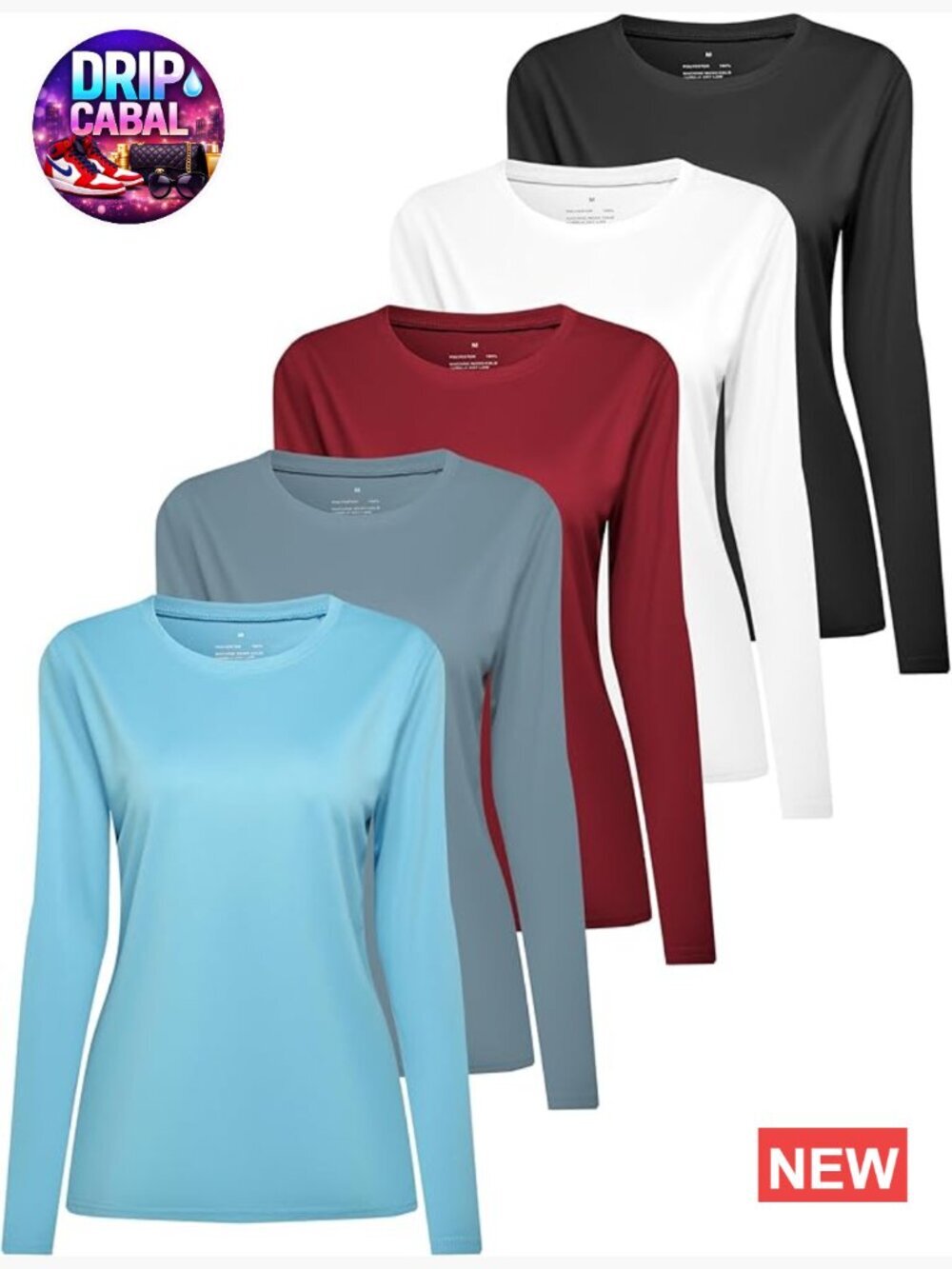 5 Pack Women Long Sleeve UV Rash Guard Sun Protection Tops